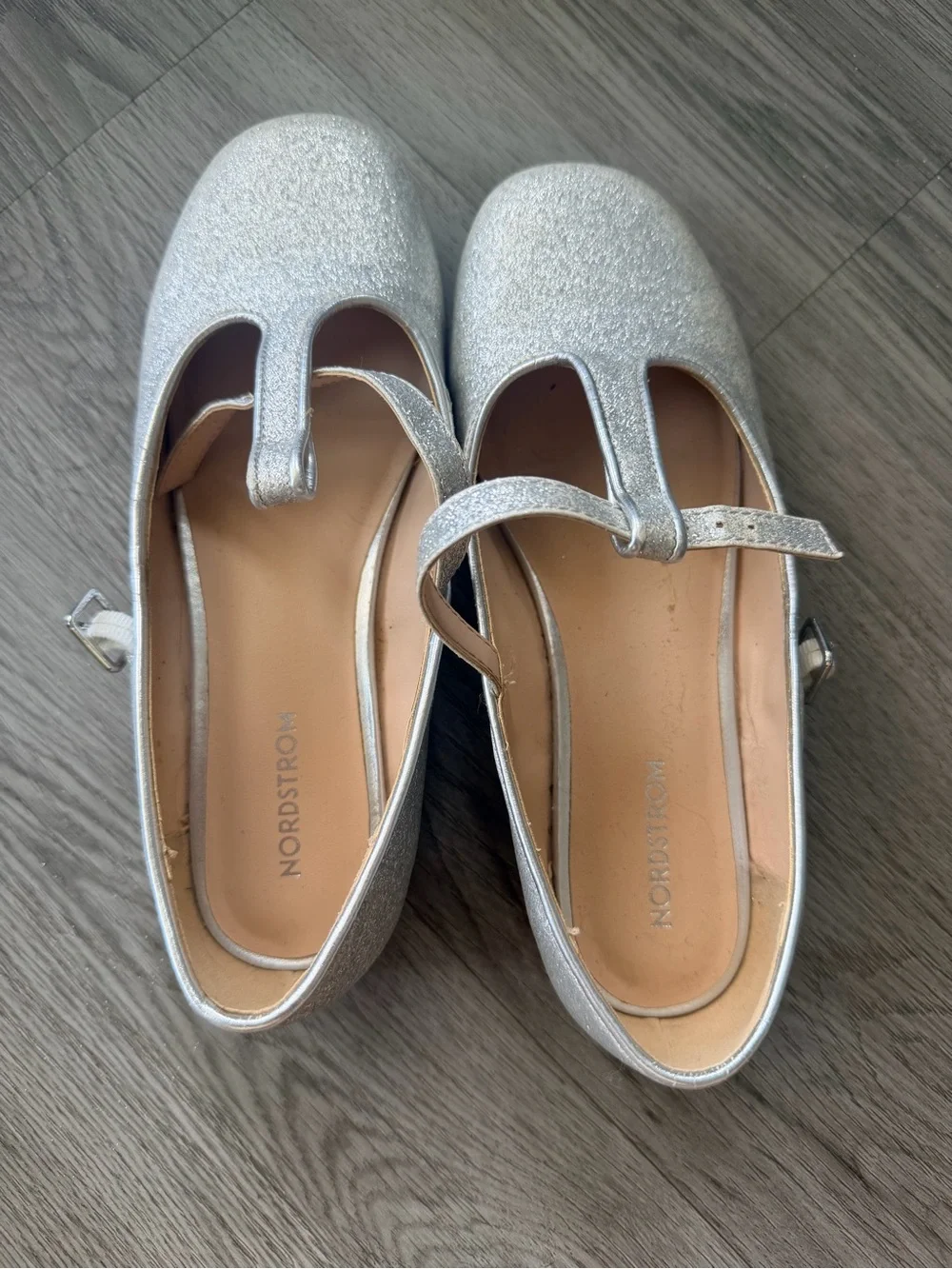 Nordstrom Kids Silver Glitter T-Strap Dress Shoes